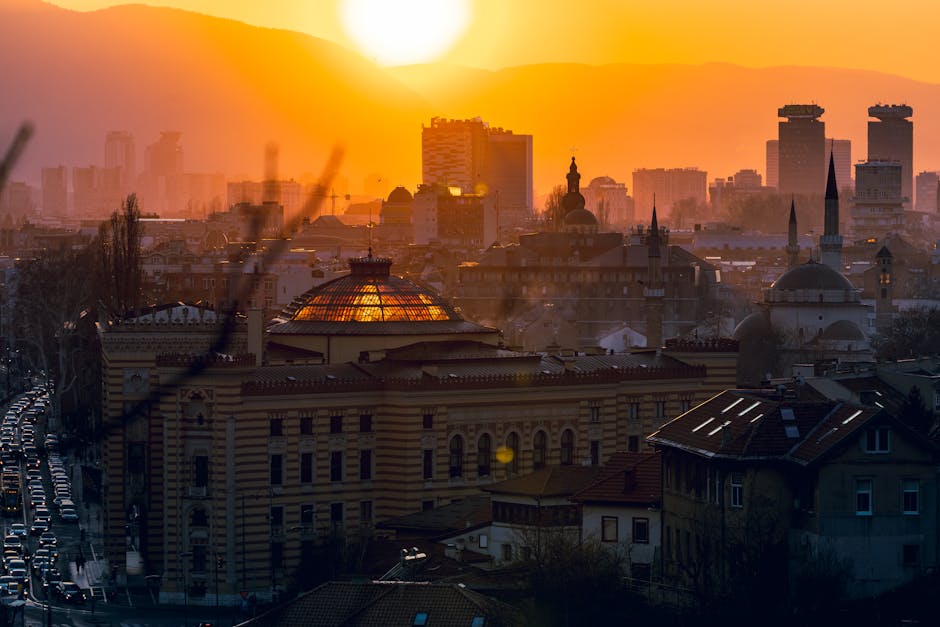 Yellow Fortress Sarajevo panoramic view city skyline sunset
