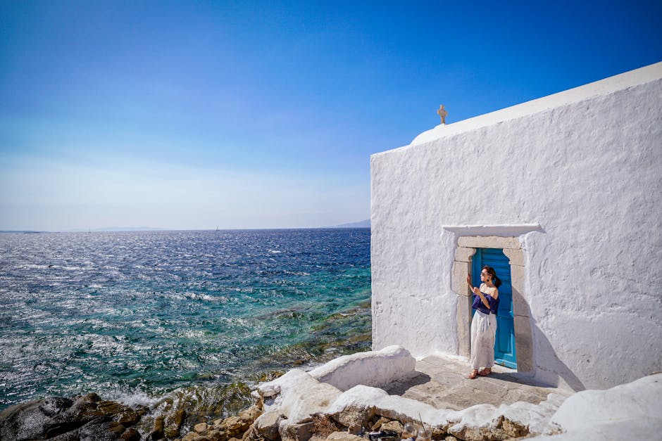 St. Achilleios Island Prespa Greece Byzantine Church White Walls Blue Water