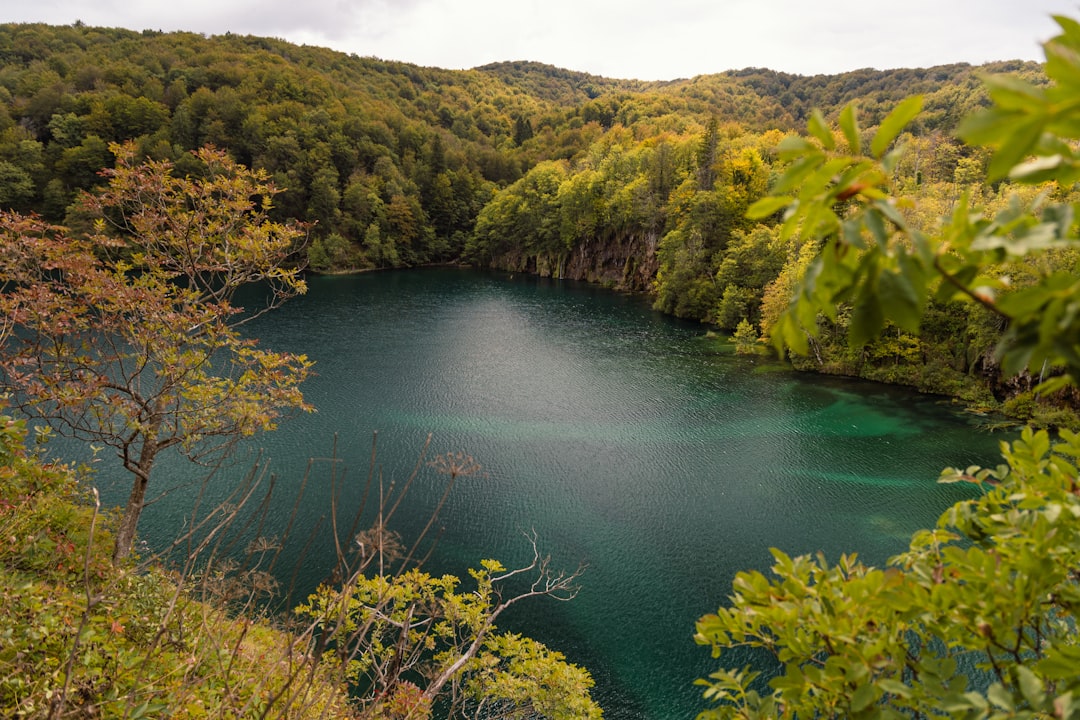Plitvice Lakes autumn beech forest reflection turquoise water golden leaves
