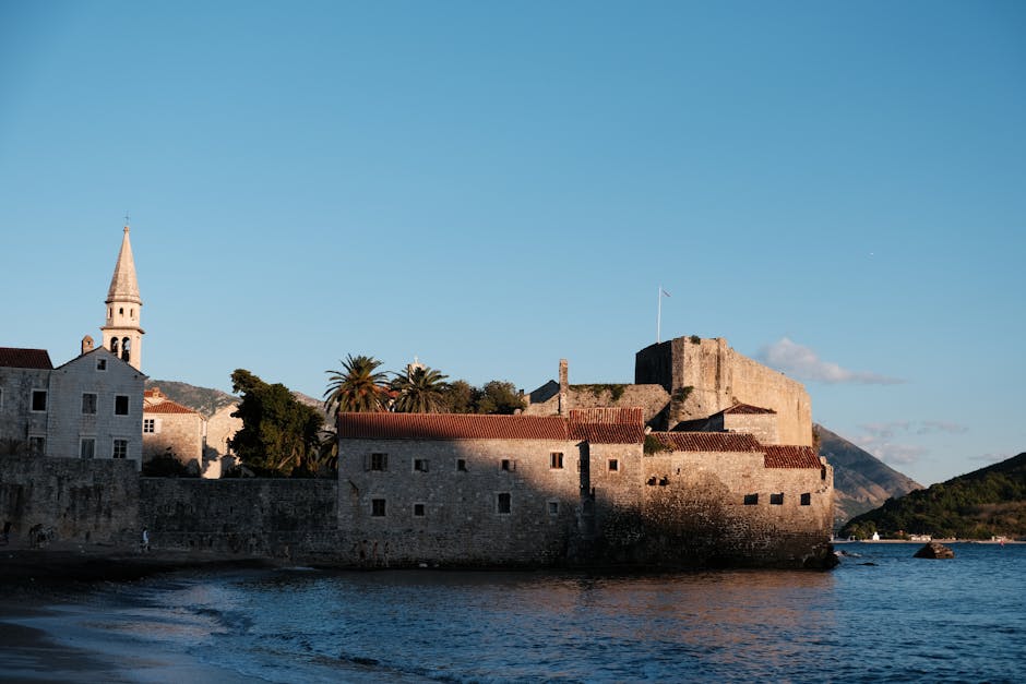 Budva Old Town Montenegro narrow stone streets Church of St John morning light