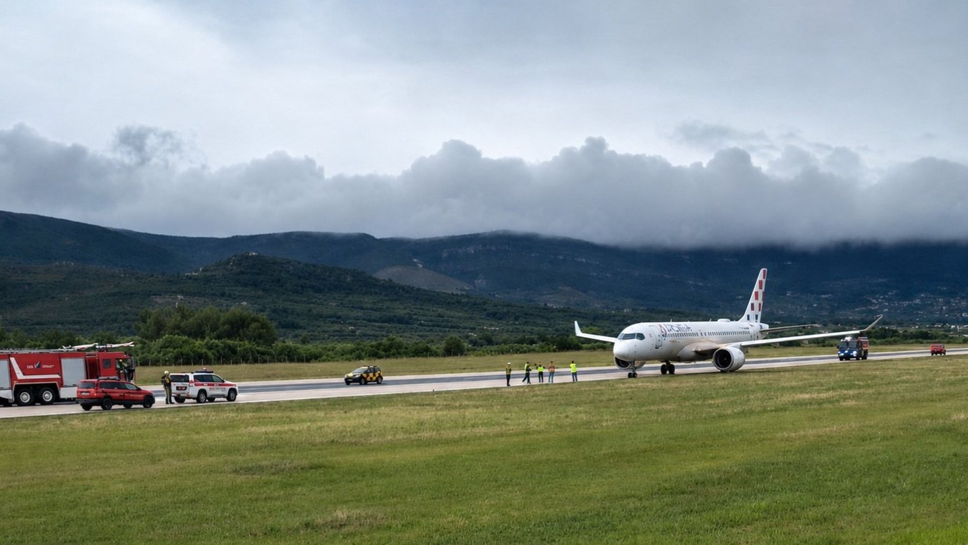 Split Havalimanında Airbus A220 Pistten Tırmanıyor, Hırvatistan