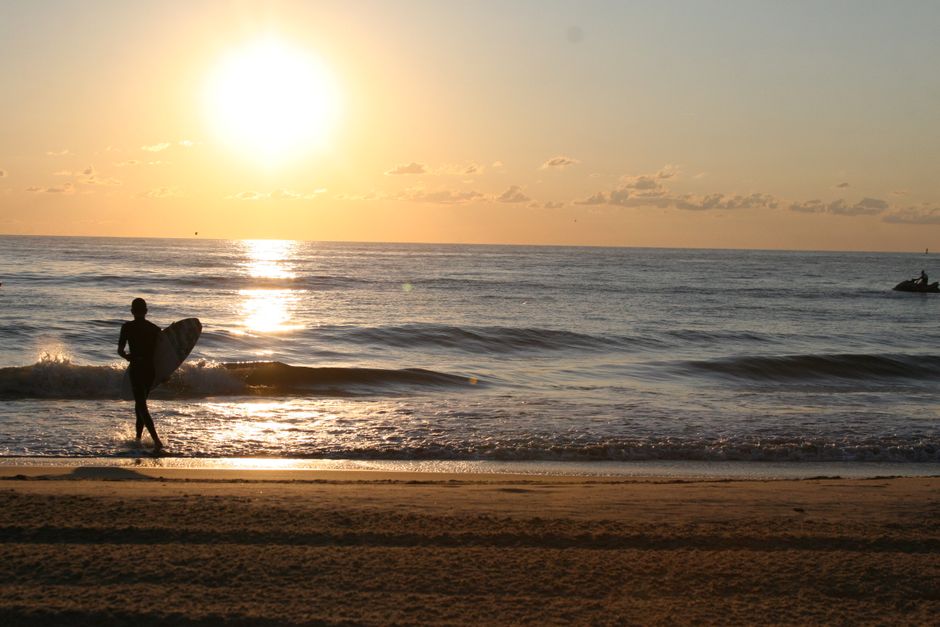 Golden Sands Beach Varna Bulgaria morning surfers waves sunrise