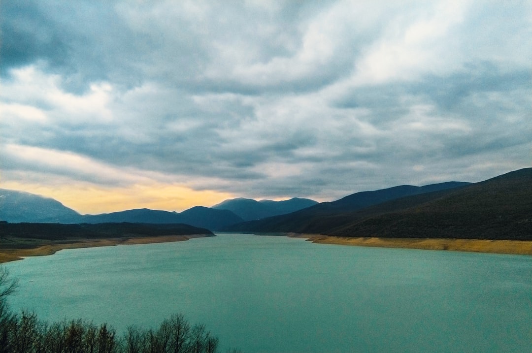 Fierz i Prespes Albania Prespa Lake Shoreline Mountains Sunset