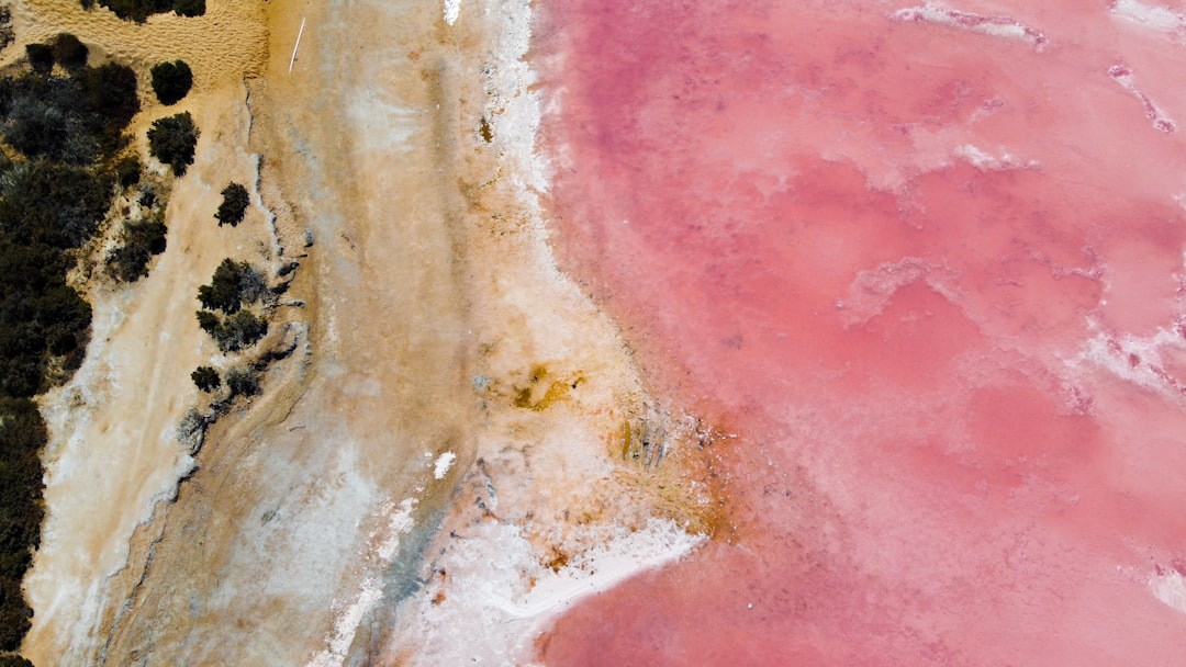 Ulcinj Salina pink algae evaporation ponds aerial view