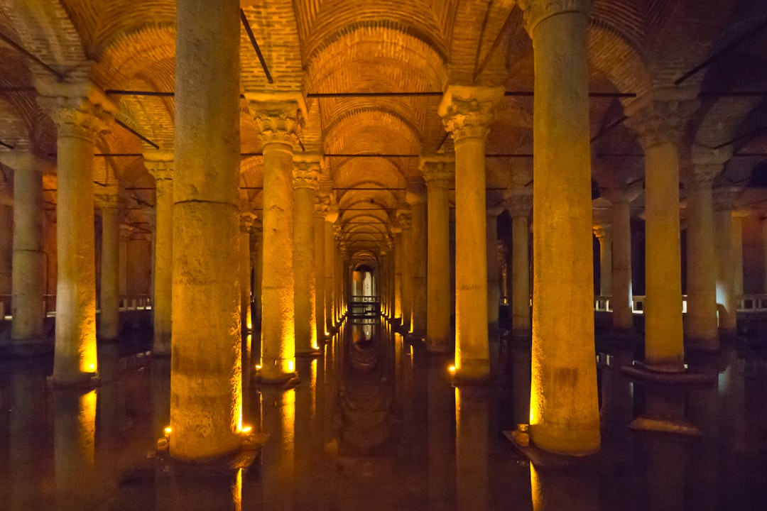 Basilica Cistern Istanbul Medusa heads columns water reflection