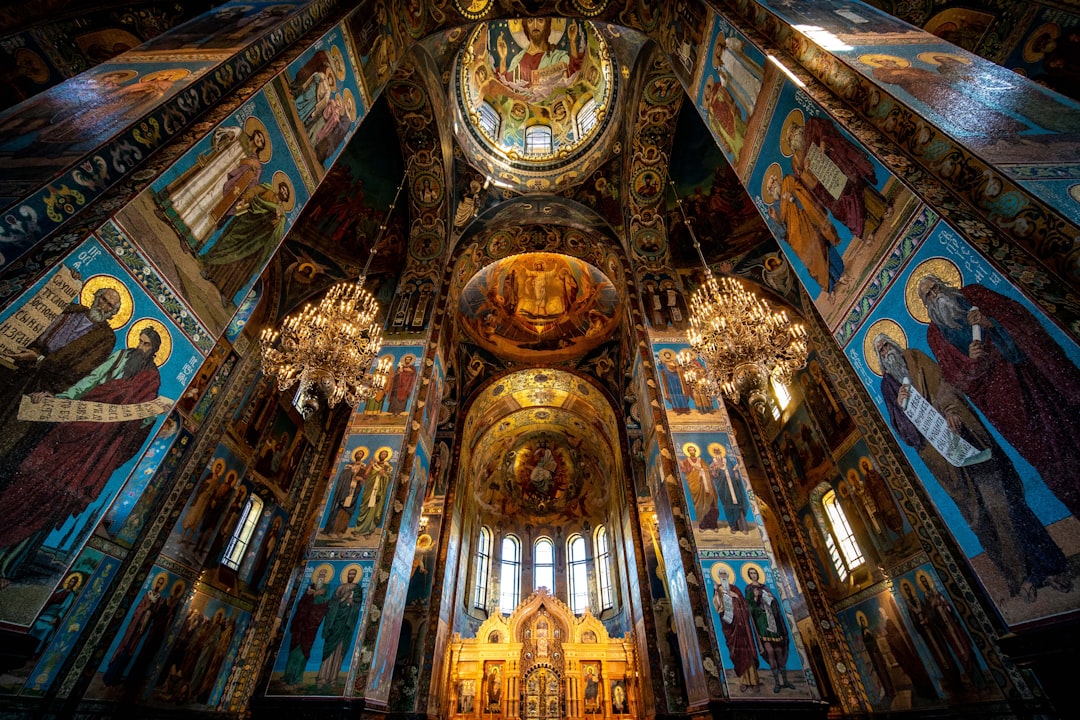 Church of St. Sophia Ohrid interior frescoes mosaics dim light