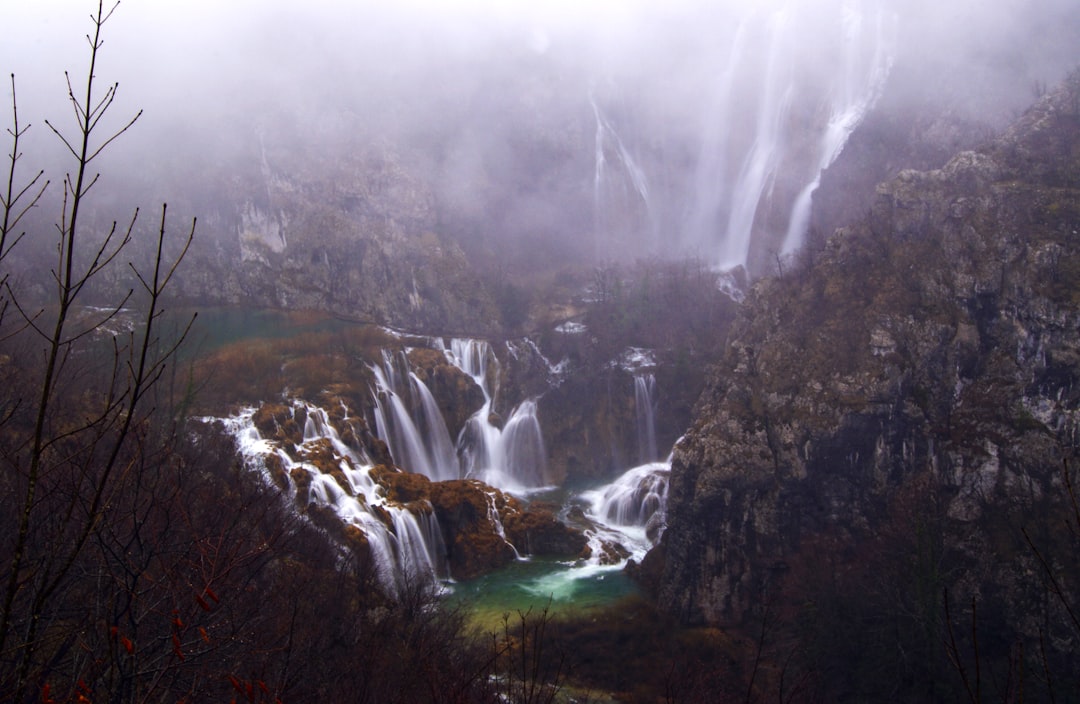 Veliki Slap Great Waterfall Plitvice full height mist spray
