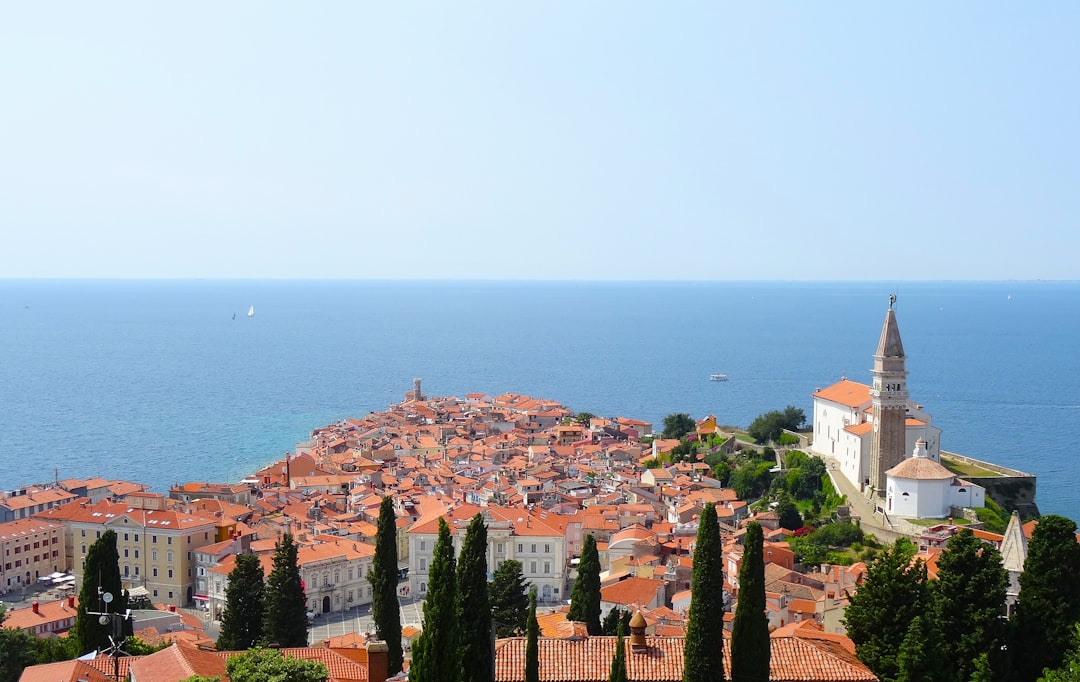 Piran Old Town Walls Slovenia rooftop view Adriatic Sea