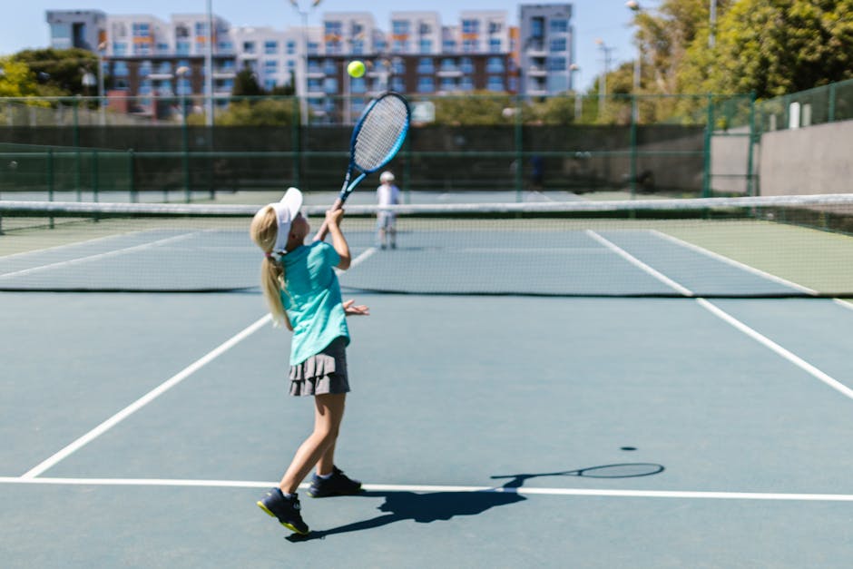 Young tennis player practicing in Skopje Macedonia