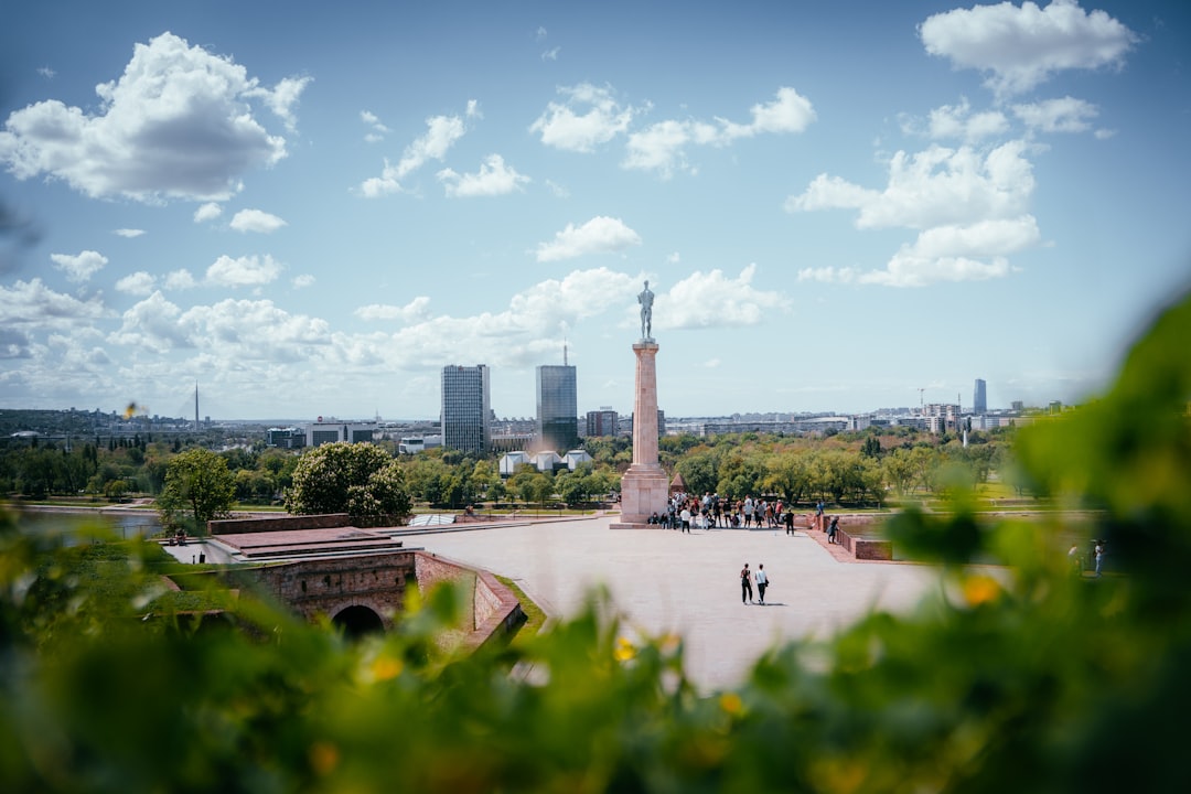 Monument to the Unknown Hero Belgrade column colonnade panoramic view
