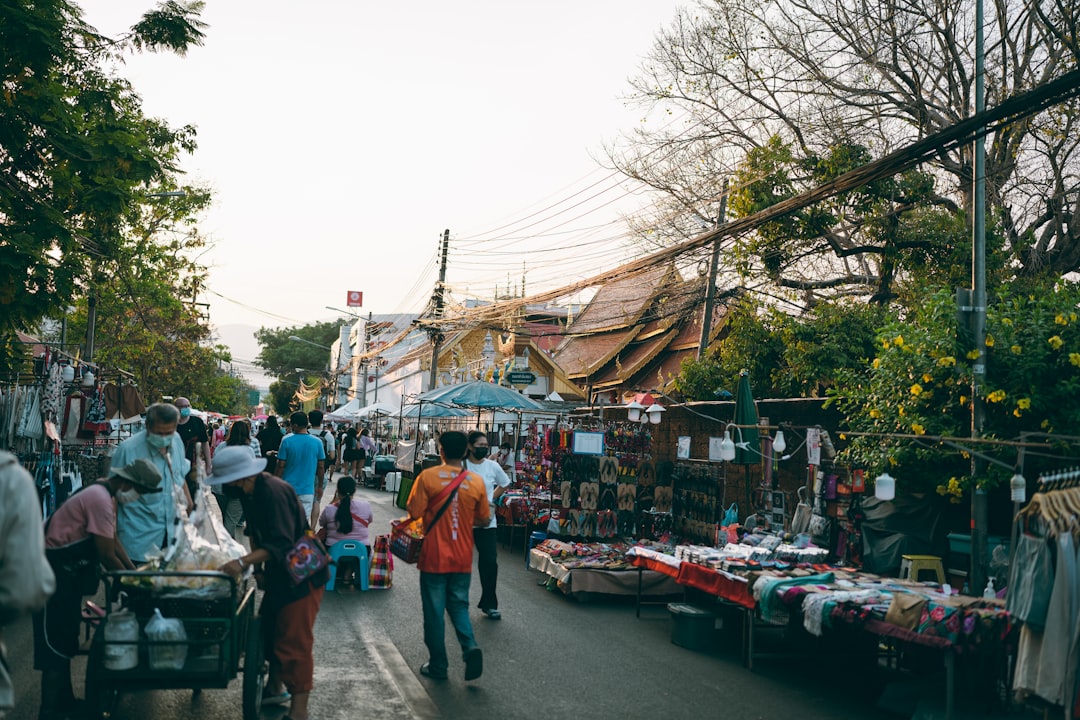 Chom Thong market Chiang Mai street food stall evening