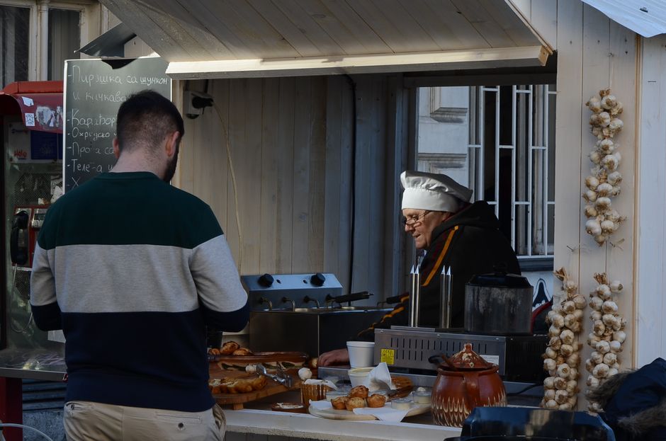 Belgrade street food cevapi burek local market