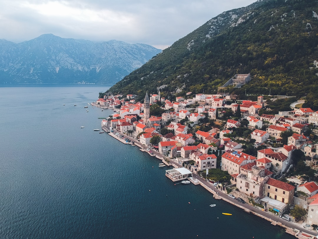 Perast Montenegro waterfront bar evening calm atmosphere
